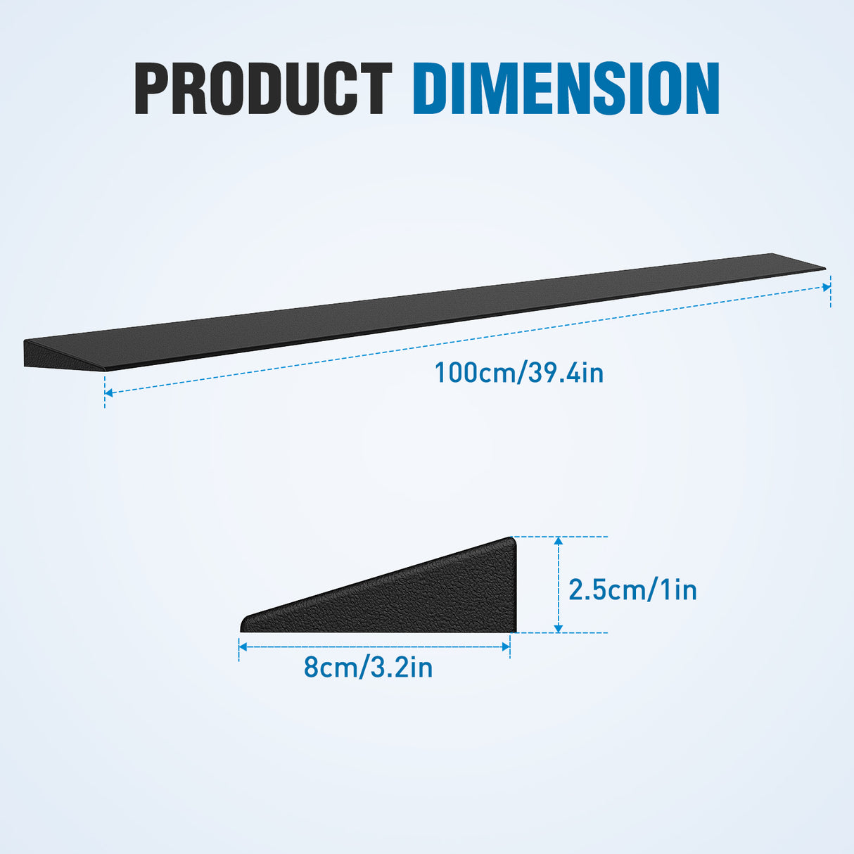 1Inch Rise Threshold Ramp for Doorways, 39.4Inch Wide Low Profile Cuttable Rubber Wheelchair Access Door Ramp for Doorway, Curb, Home Steps, Bathroom
