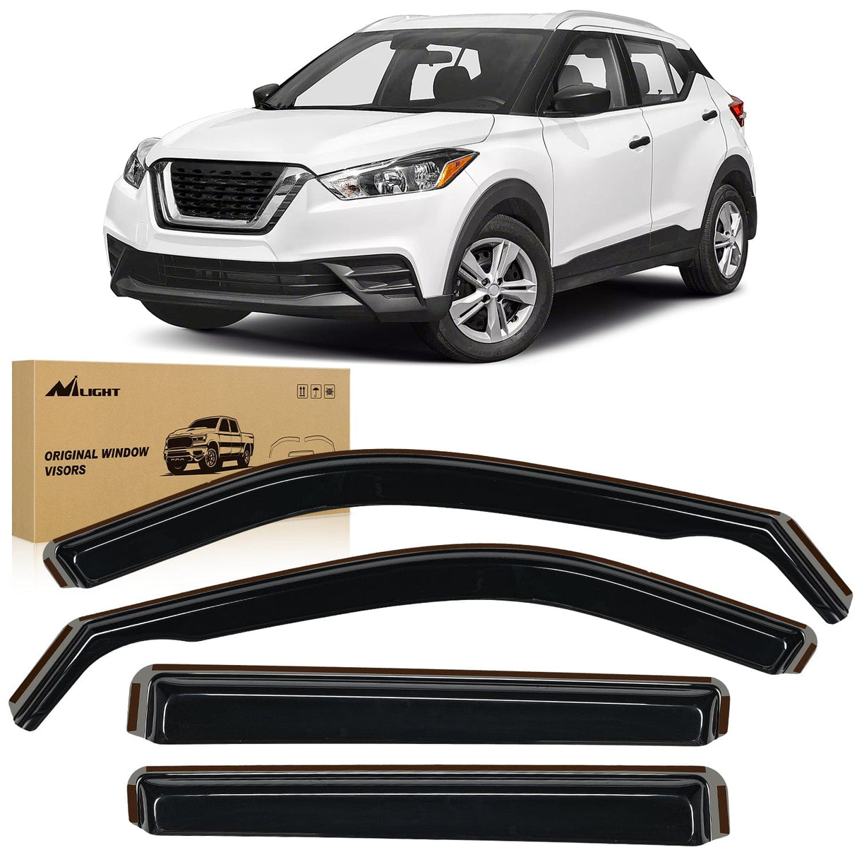 Rain Guards Rain Guards for Kicks 2018 2019 2020 2021 2022 2023 2024, Vent Window Visors, Original Window Deflectors-4PCS