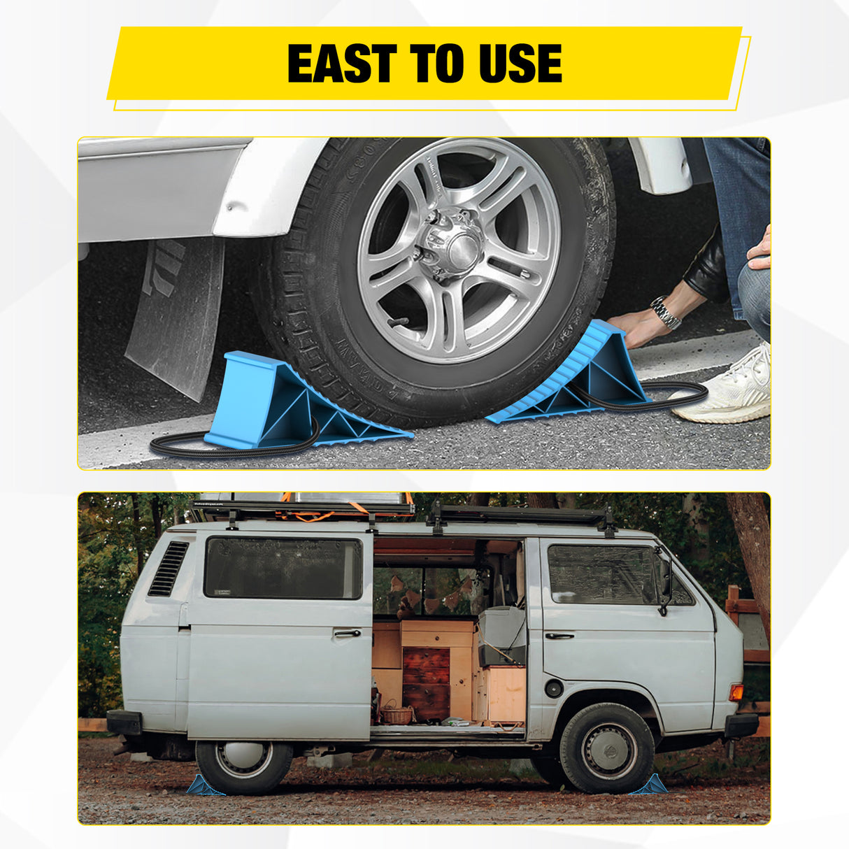 Nilight Wheel Chocks, Heavy Duty Wheel Stopper for Car, Truck, Trailer, RV, Caravan, Motorcycle, 8.3Inch x 9.2Inch x 4.7Inch, 2-Pack