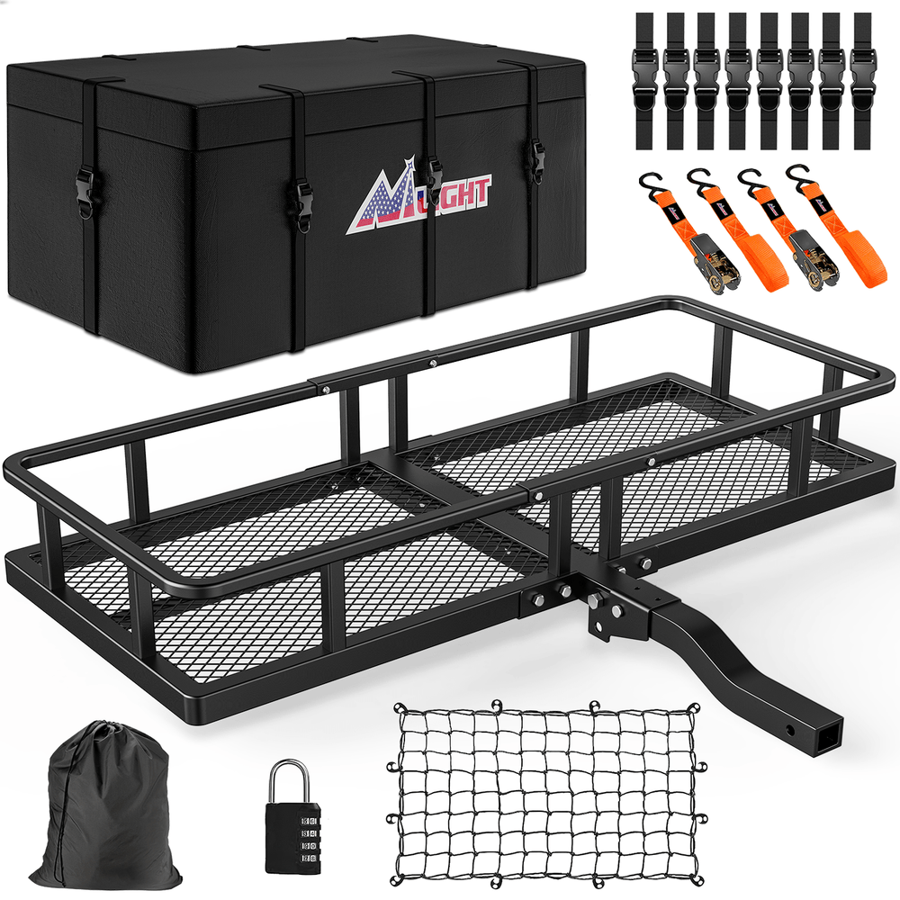 Cargo Carrier 60 x 24 x 7.87 Inch Hitch Cargo Carrier Fits 2-Inch Receiver With Waterproof Cargo Bag Cargo Net Ratchet Straps