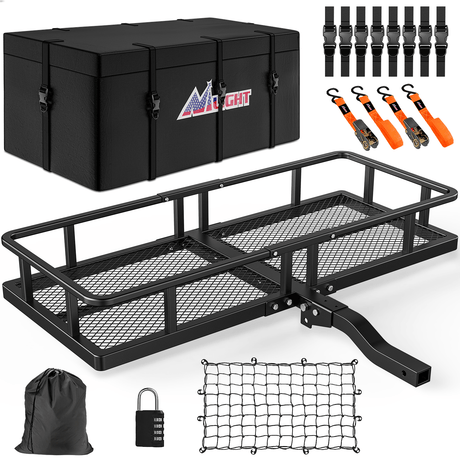 Cargo Carrier 60 x 24 x 7.87 Inch Hitch Cargo Carrier Fits 2-Inch Receiver With Waterproof Cargo Bag Cargo Net Ratchet Straps