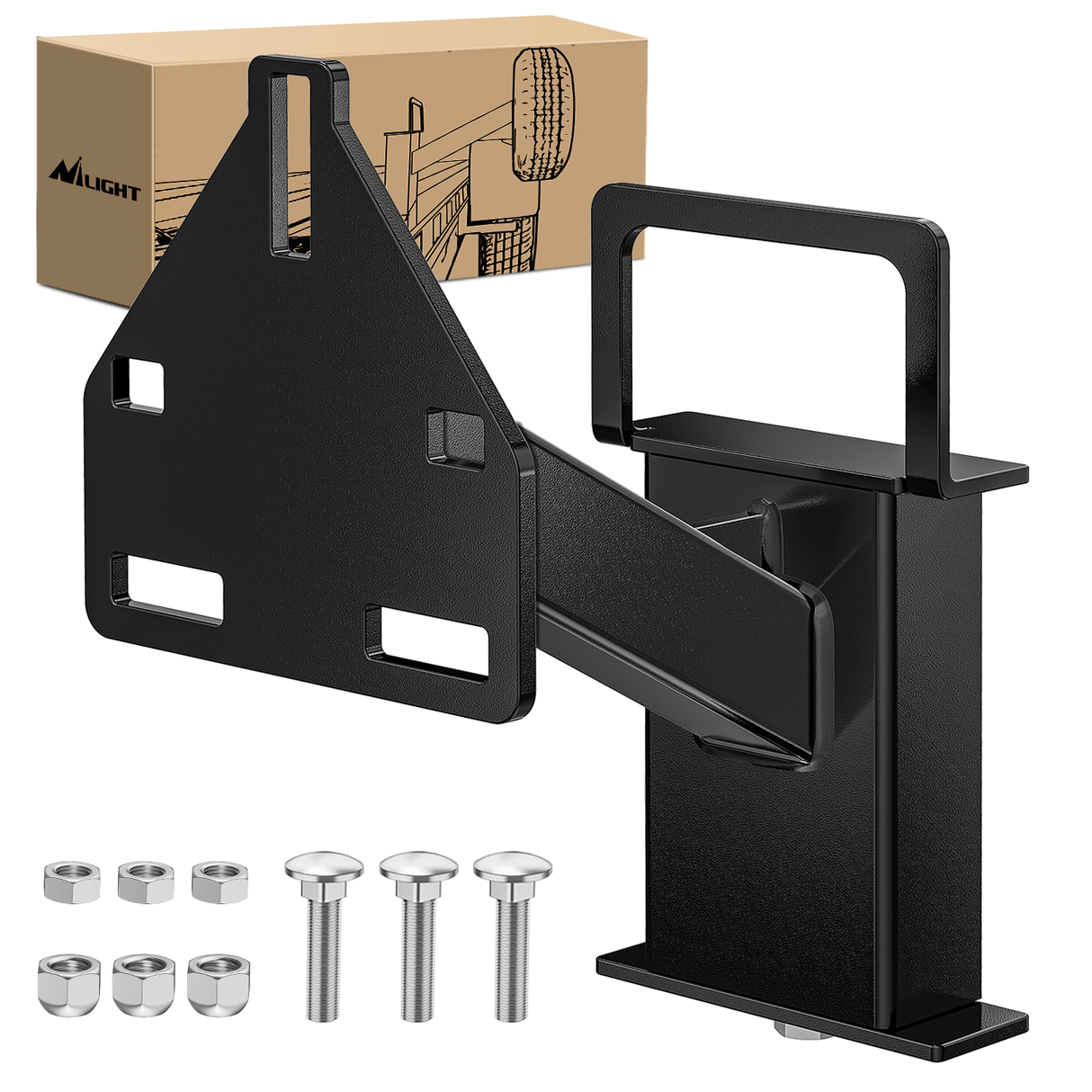 Trailer Hitch Spare Tire Carrier Mount Stake Pocket Boat 3-Nuts Trailer Bracket Utility Trailer Accessories Fits 4 & 5 & 6 Lugs Trailer Wheels on 4Inch 4.5Inch 4.75Inch 5Inch 5.5Inch and 6Inch Bolt Patterns 150 Lbs