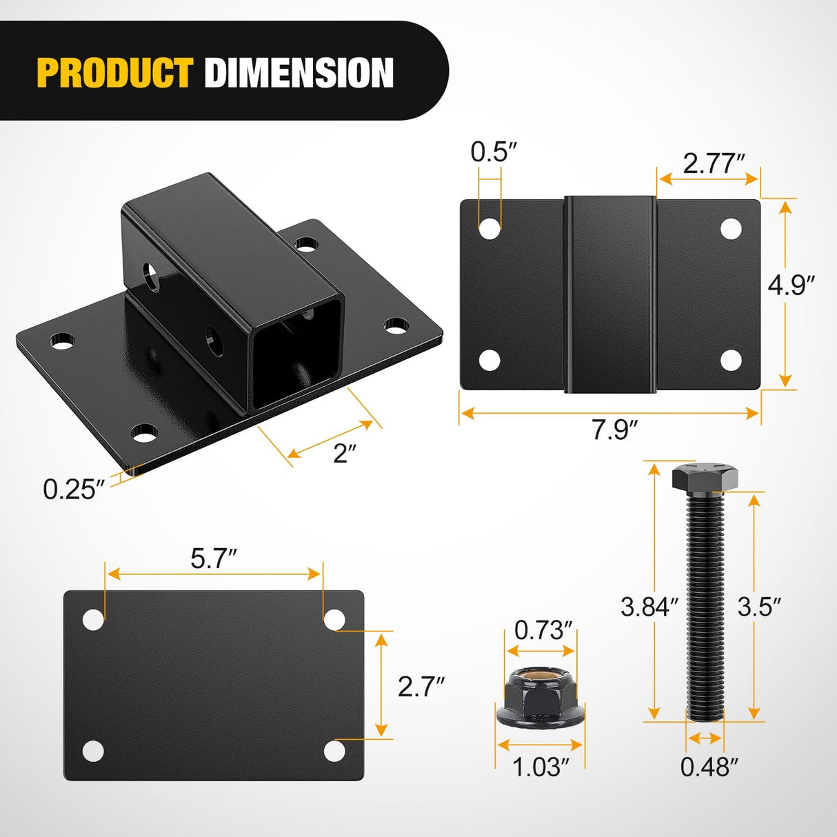 Trailer Hitch Bolt on Tractor Bucket 2 inch Receiver 5/8¡± Hitch Pin Hole Class 3 Trailer Hitch
