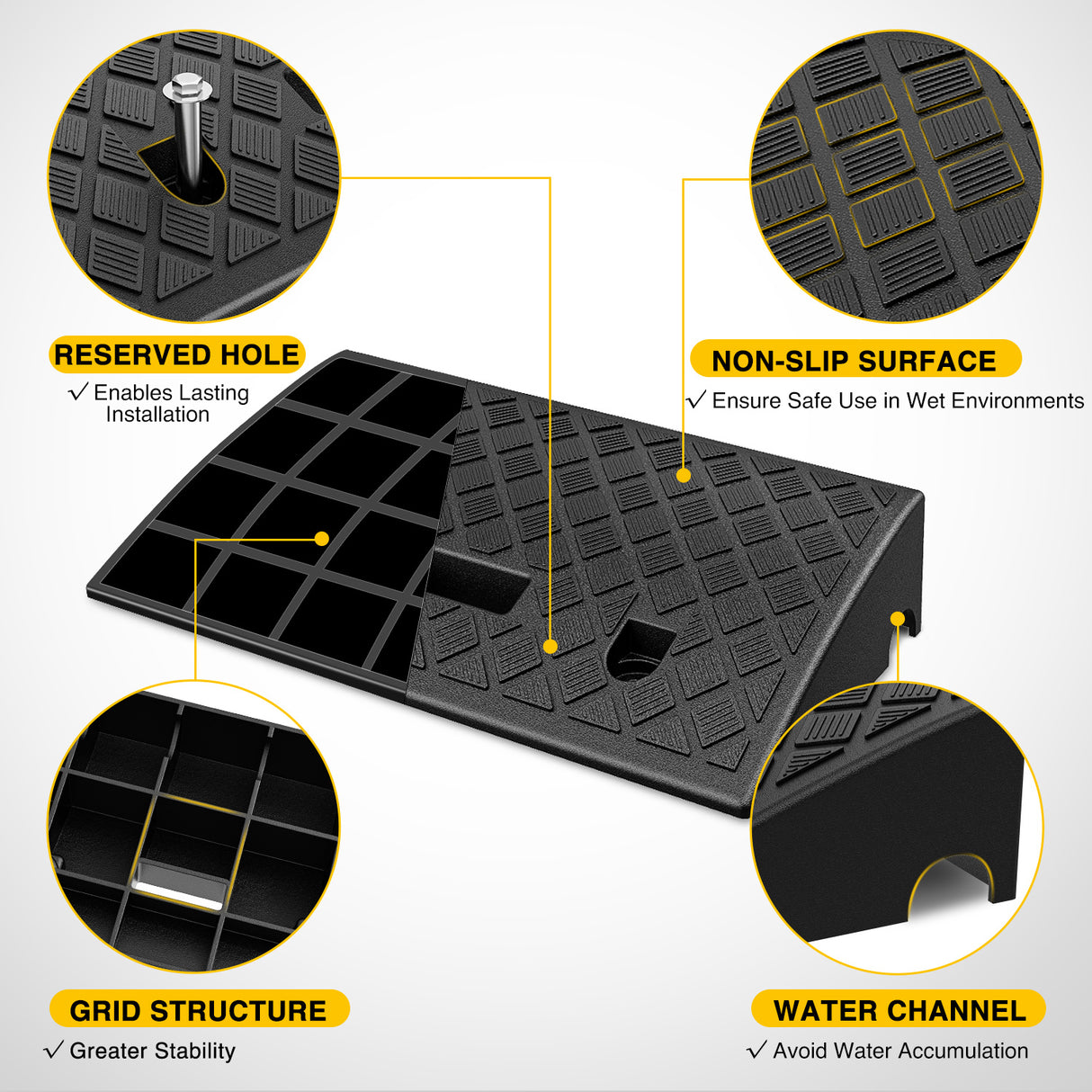 Nilight Plastic Curb Ramps, 4.2Inch Rise Portable Lightweight Heavy Duty Threshold Ramp for Driveway Lawn Mower Scooter Bike Motorcycle Wheelchair, 2 Pack