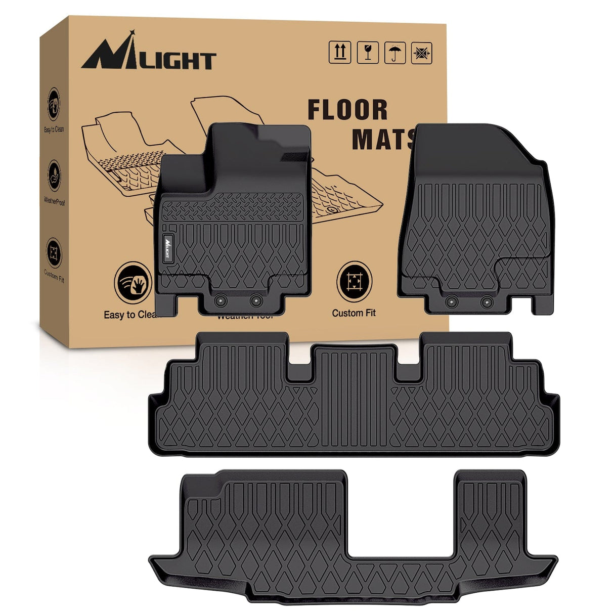 Floor Mat 2022 2023 2024 2025 Nissan Pathfinder 8 Seats 2022 2023 2024 2025 Infiniti QX60 7 Seats TPE Floor Mats