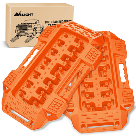 Traction Boards Off-Road Mini Short Recovery Traction Boards For 4WD 4X4 (2PCS Orange)
