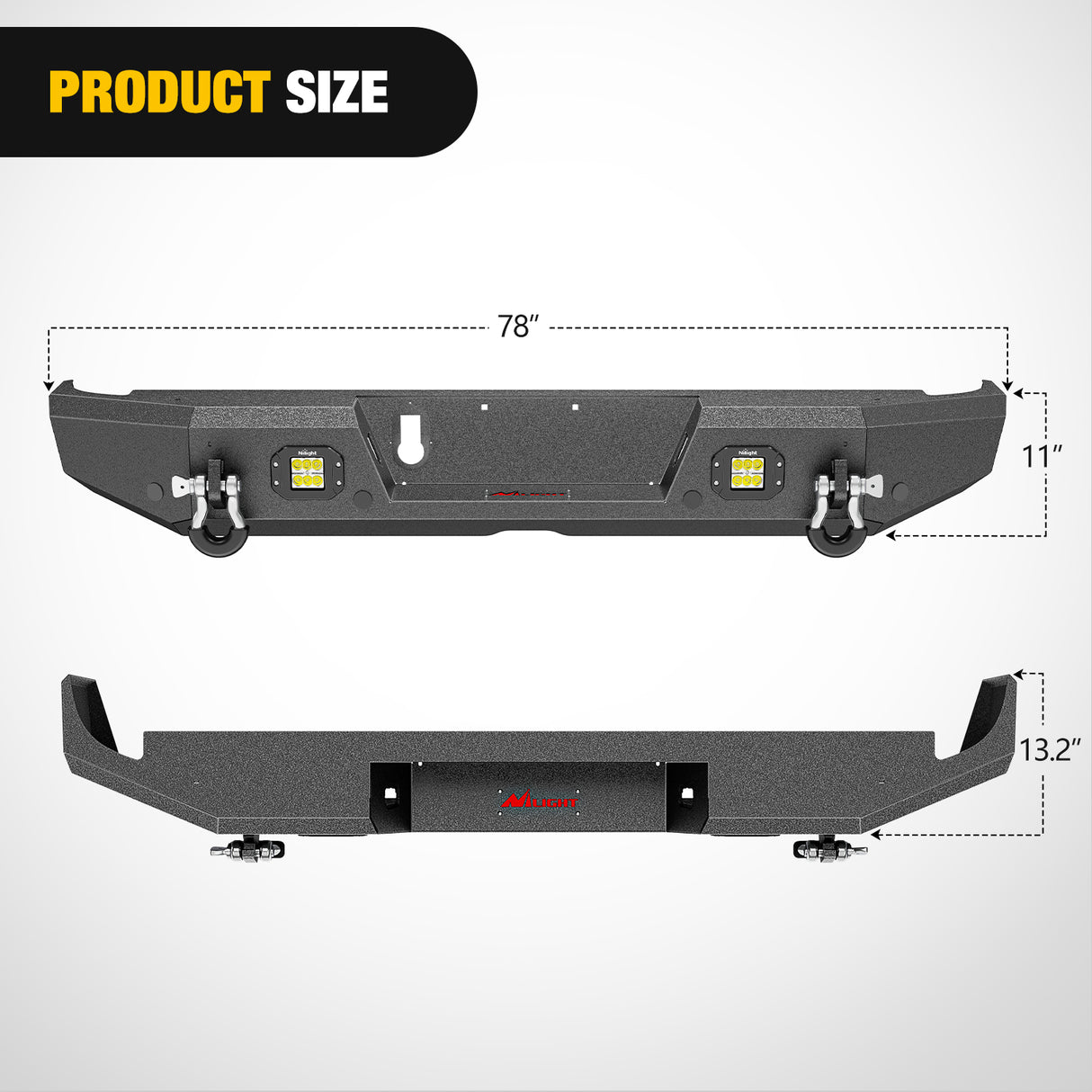 Nilight Rear Step Bumper Compatible with 2020 2021 2022 2023 2024 2025 Gladiator JT Super Duty Pickup Truck Bumper with LED Lights, Sensor Holes and D-rings