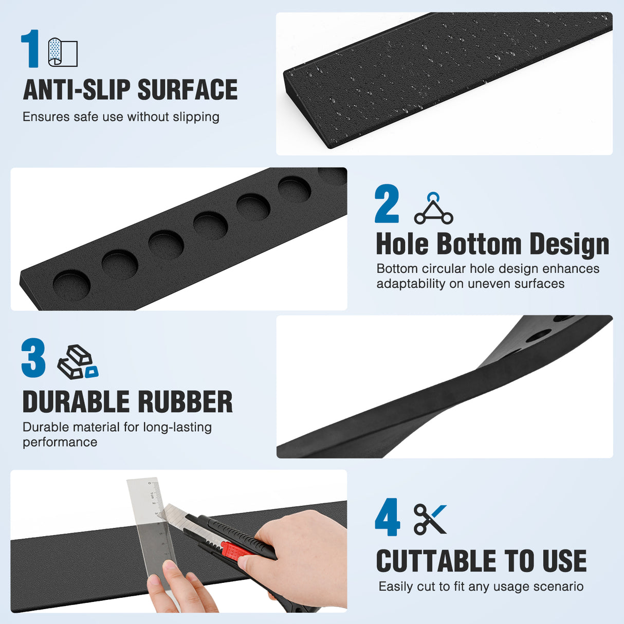 1Inch Rise Threshold Ramp for Doorways, 39.4Inch Wide Low Profile Cuttable Rubber Wheelchair Access Door Ramp for Doorway, Curb, Home Steps, Bathroom