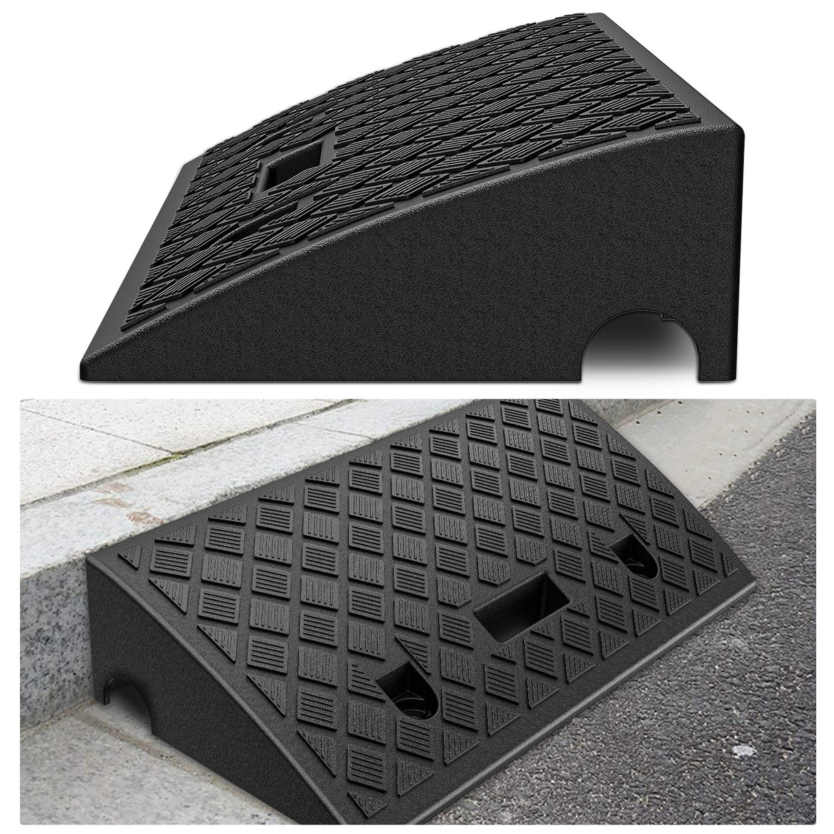 Nilight Plastic Curb Ramps, 4.2Inch Rise Portable Lightweight Heavy Duty Threshold Ramp for Driveway Lawn Mower Scooter Bike Motorcycle Wheelchair, 2 Pack