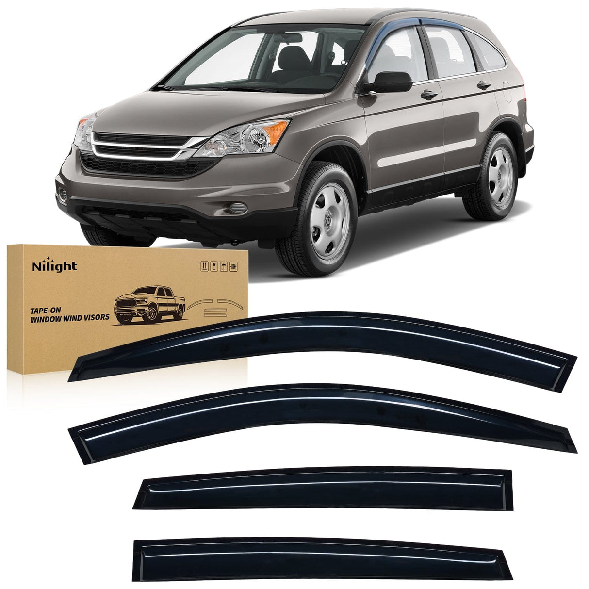 Rain Guards Window Visors for Honda CR-V(CRV) 2007 2008 2009 2010 2011, Out-Channel Window Wind Deflectors Rain Guards -4PCS