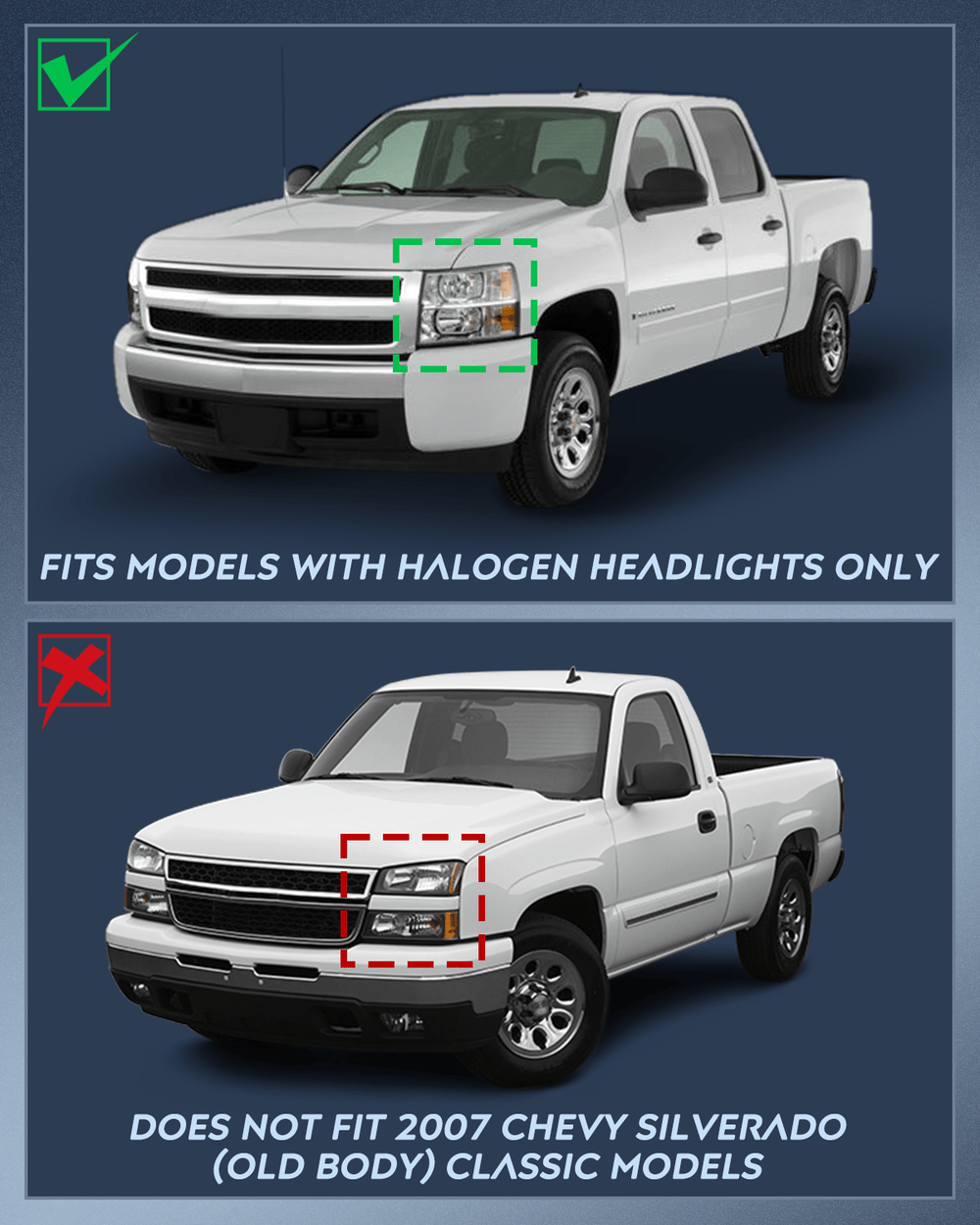 Headlight Assembly Headlight and Taillight Assembly Compatible with 2007 2008 2009 2010 2011 2012 2013 Silverado 1500 2007-2014 Silverado 2500HD 3500HD Chrome Housing Amber Reflector with Red Housing Tail Light