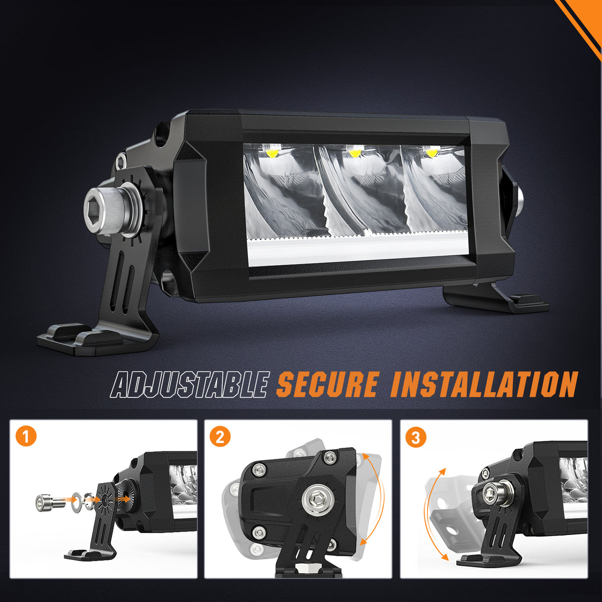 LED Light Bar with Amber DRL 2 PCS 15 W 5.3 Inch Single Row 1680 LM Anti-Glare Spot Offroad Slim Driving Lights IP68 w/ 16AWG DT Wiring Kit for Pickup Truck SUV ATV UTV Boat 4x4 Jeep