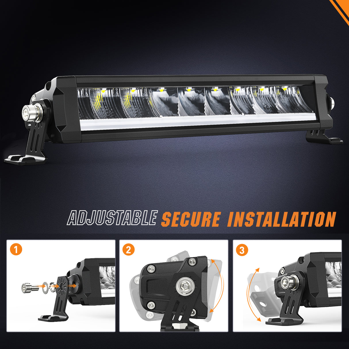 LED Light Bar with Amber DRL 2 PCS 45 W 12.2 Inch Single Row Slim 4980 LM Anti-Glare Flood Spot Combo IP68 Offroad Driving Lights w/ 16AWG DT Wiring Kit for Pickup Truck SUV ATV UTV 4x4 Jeep