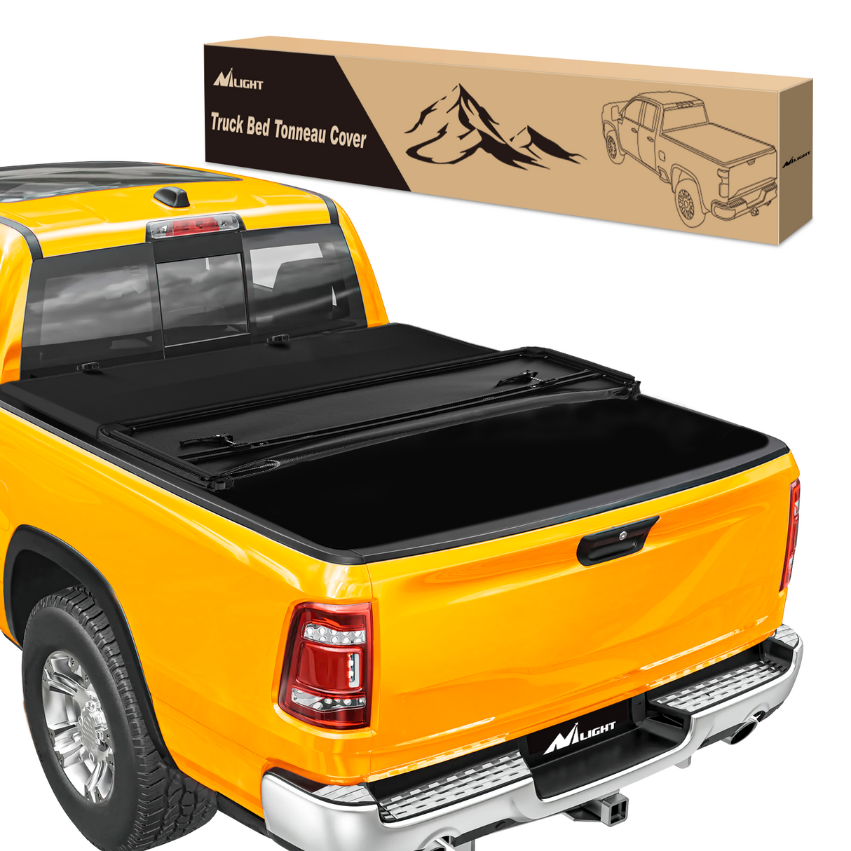 Nilight Soft Tri-fold Truck Bed Tonneau Cover Compatible with 2009-2025 Dodge Ram 1500(Include Classic and New Body)-5.6ft