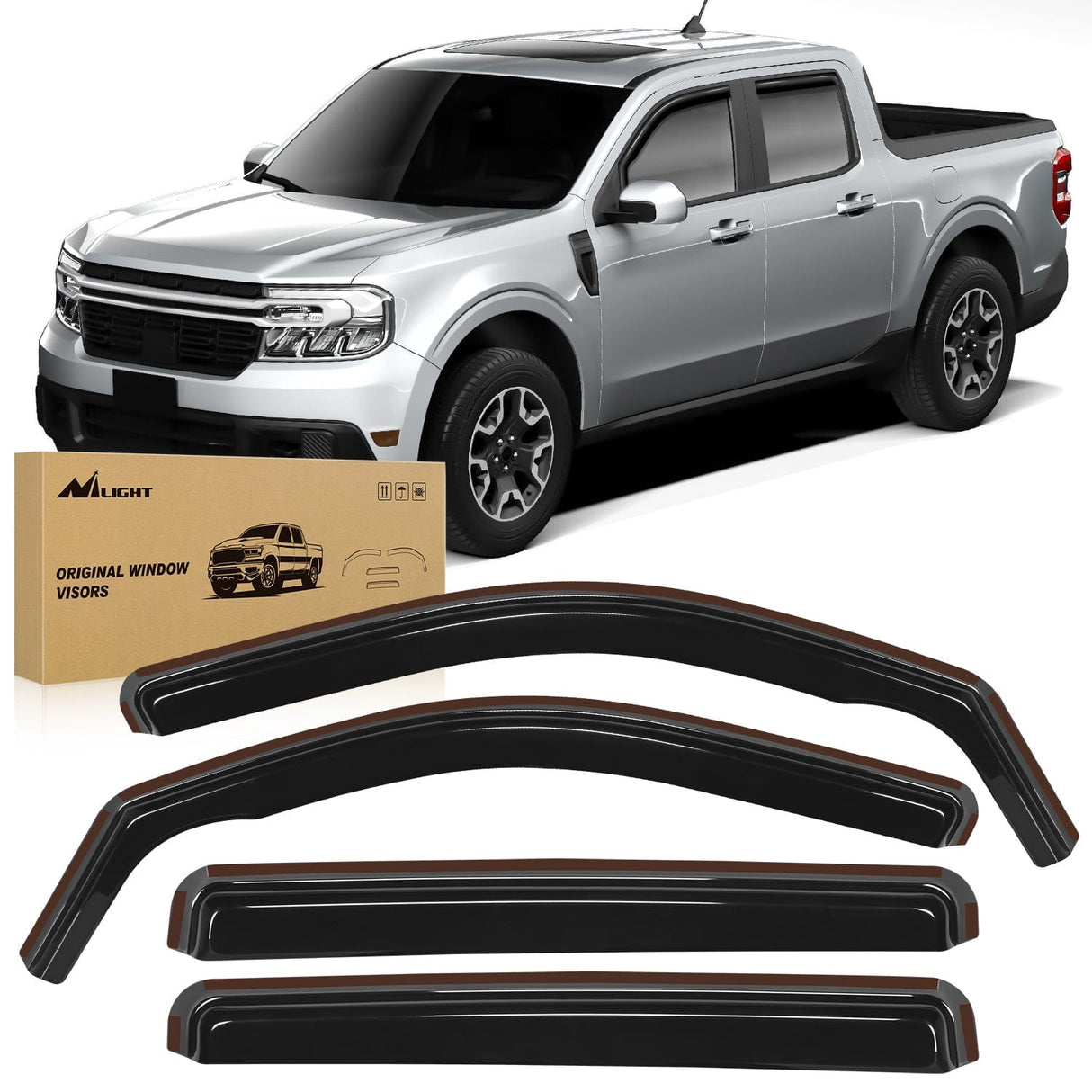 Rain Guards Rain Guards for Ford Maverick 2022 2023 2024 XL XLT Lariat Window Deflectors,Vent Window Visors-4 Pieces