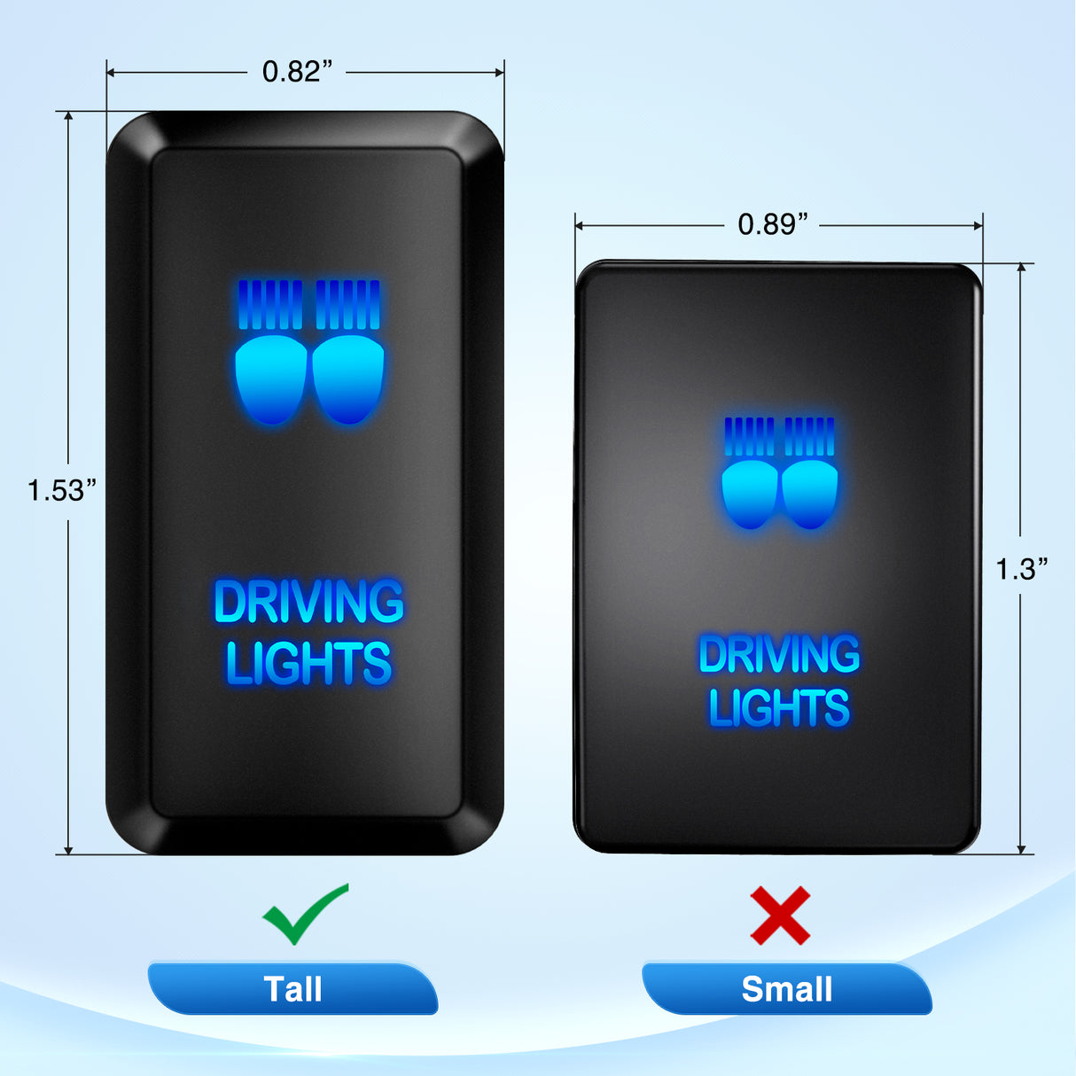 Driving Lights Push Button Switch 12V ON Off Switches with Connector Wire Kit 1.54Inch x 0.83Inch Replacement for Toyota FJ Cruiser Fortuner Ta coma Highlander Tundra 4Runner Prado Land Cruiser