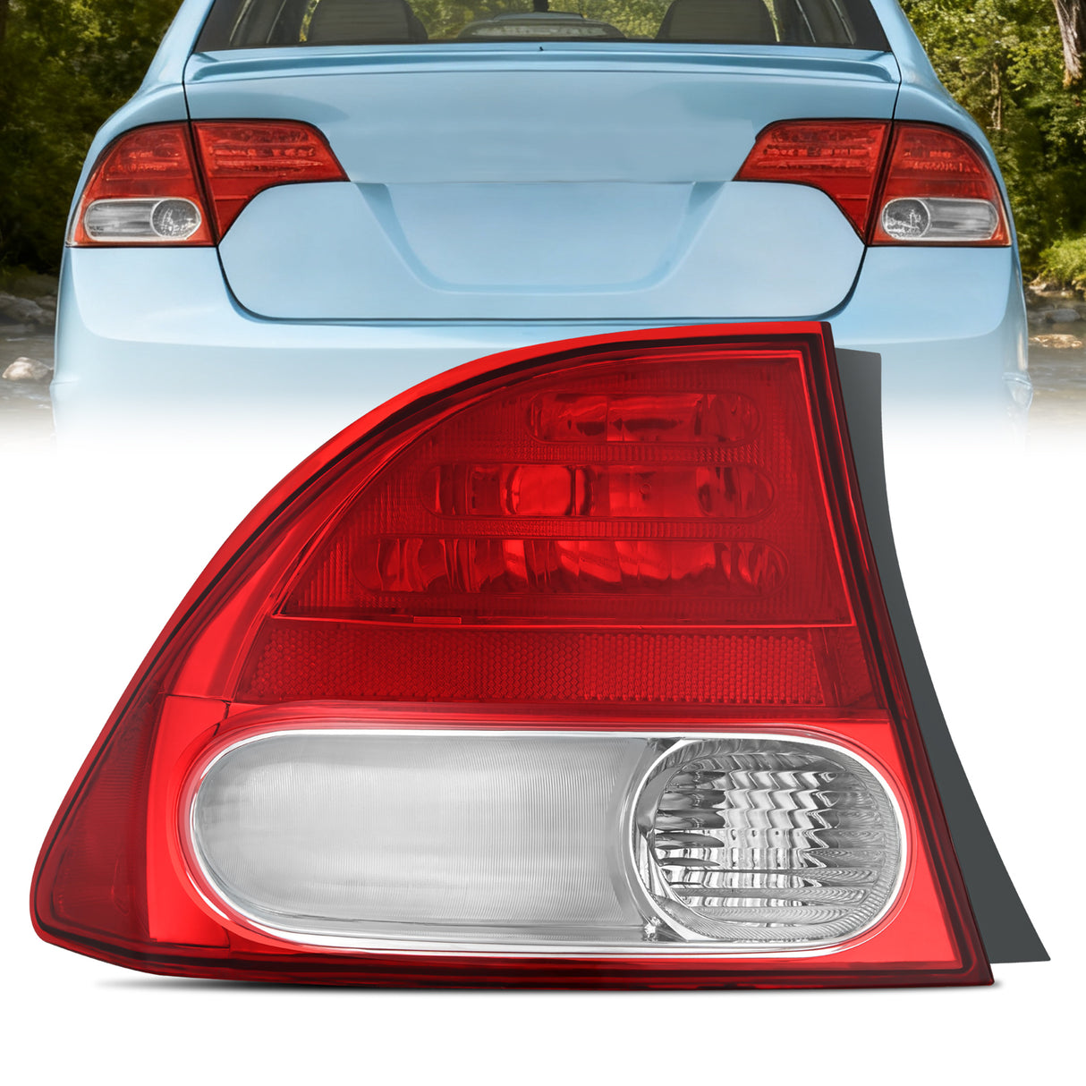 Taillight Assembly Compatible with 2006 2007 2008 Honda Civic Sedan Hybrid DX EX GX LX 4 Door Rear Lamp Replacement OE Style Driver Side