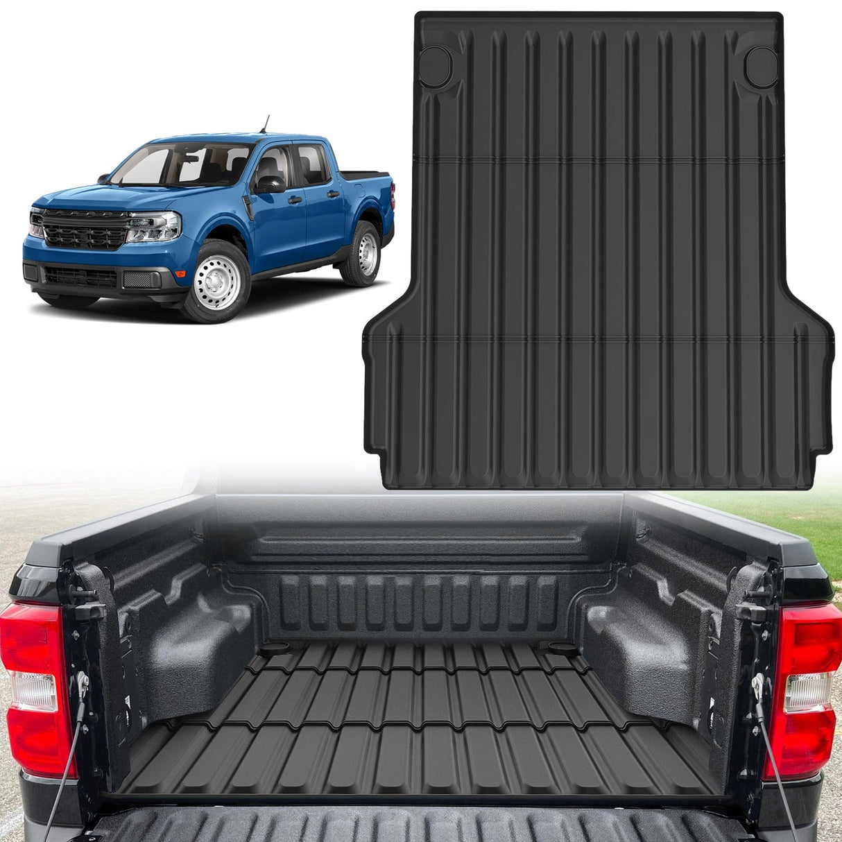 Truck Bed Mat 4.5ft Rubber Short Bed For 2022 2023 2024 Ford Maverick (Hybrid & Gas Model)