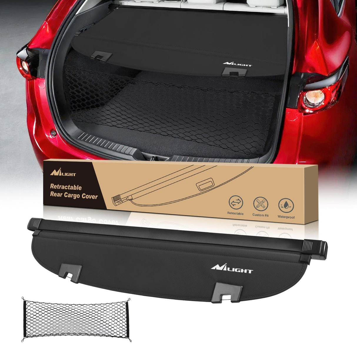 Trunk Cargo Cover 2017 2018 2019 2020 2021 2022 2023 2024 2025 Mazda CX-5 Retractable Trunk Cargo Cover With Trunk Storage Net