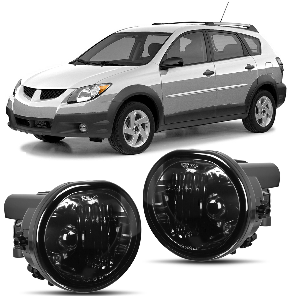 Fog Light Assembly Fog Lights Assembly Compatible with 2003 2004 2005 2006 2007 2008 Toyota Matrix 2003-2008 Pontiac Vibe 2004-2010 Scion TC Smoke Lens w/9006 12V 55W