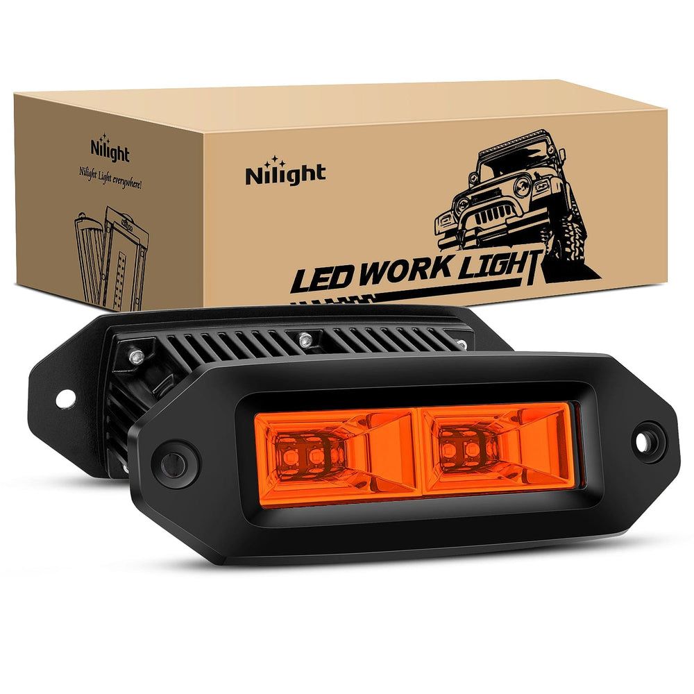 LED Work Light 7Inch 40W Flush Mount Amber Flood LED Work Light (Pair)