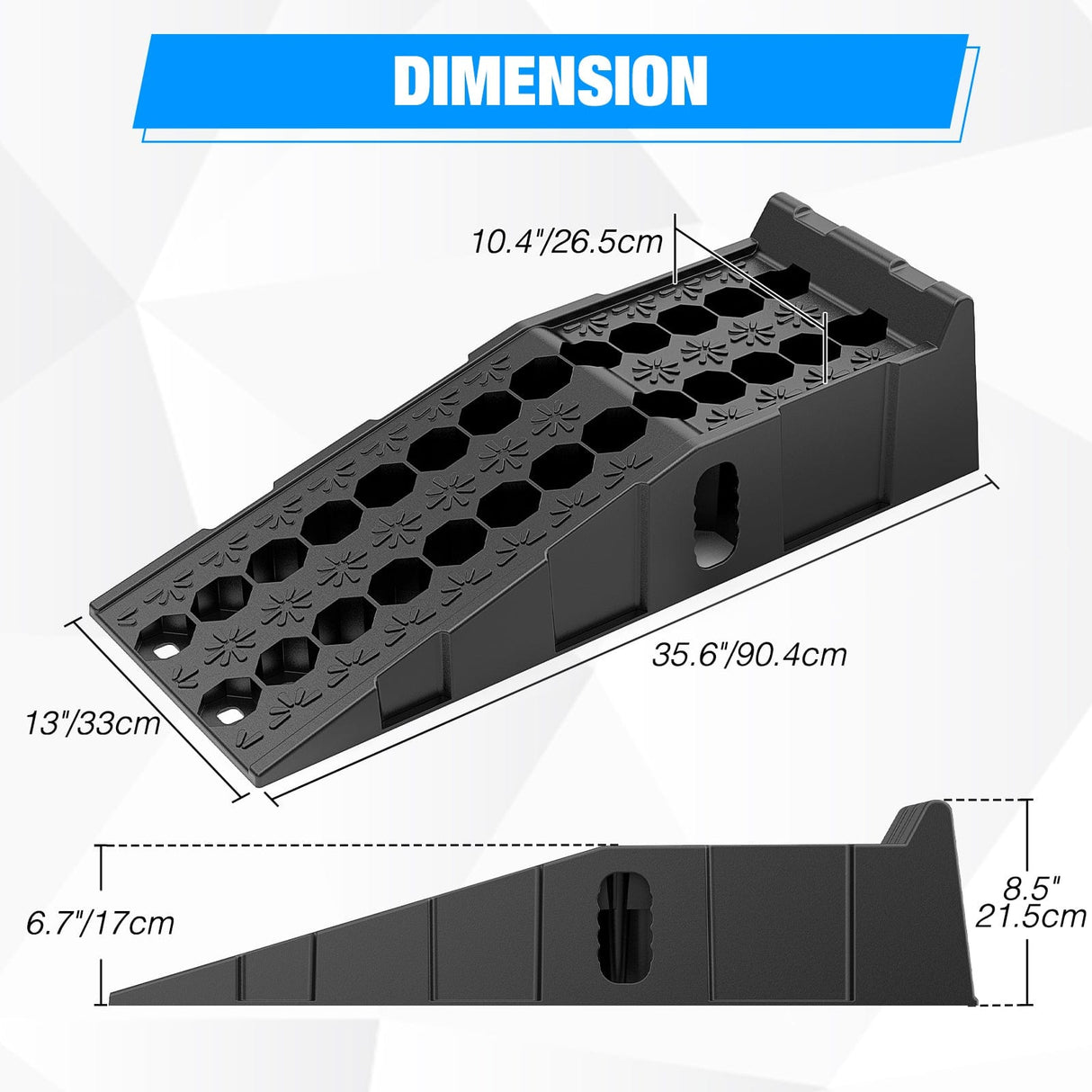 Curb Ramp 6.7Inch Lift Heavy Duty Truck Ramps 16000lb Capacity Portable Service Ramps