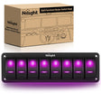 Rocker Switch 8Gang Aluminum 5Pin ON/Off Rocker Switch Panel Purple