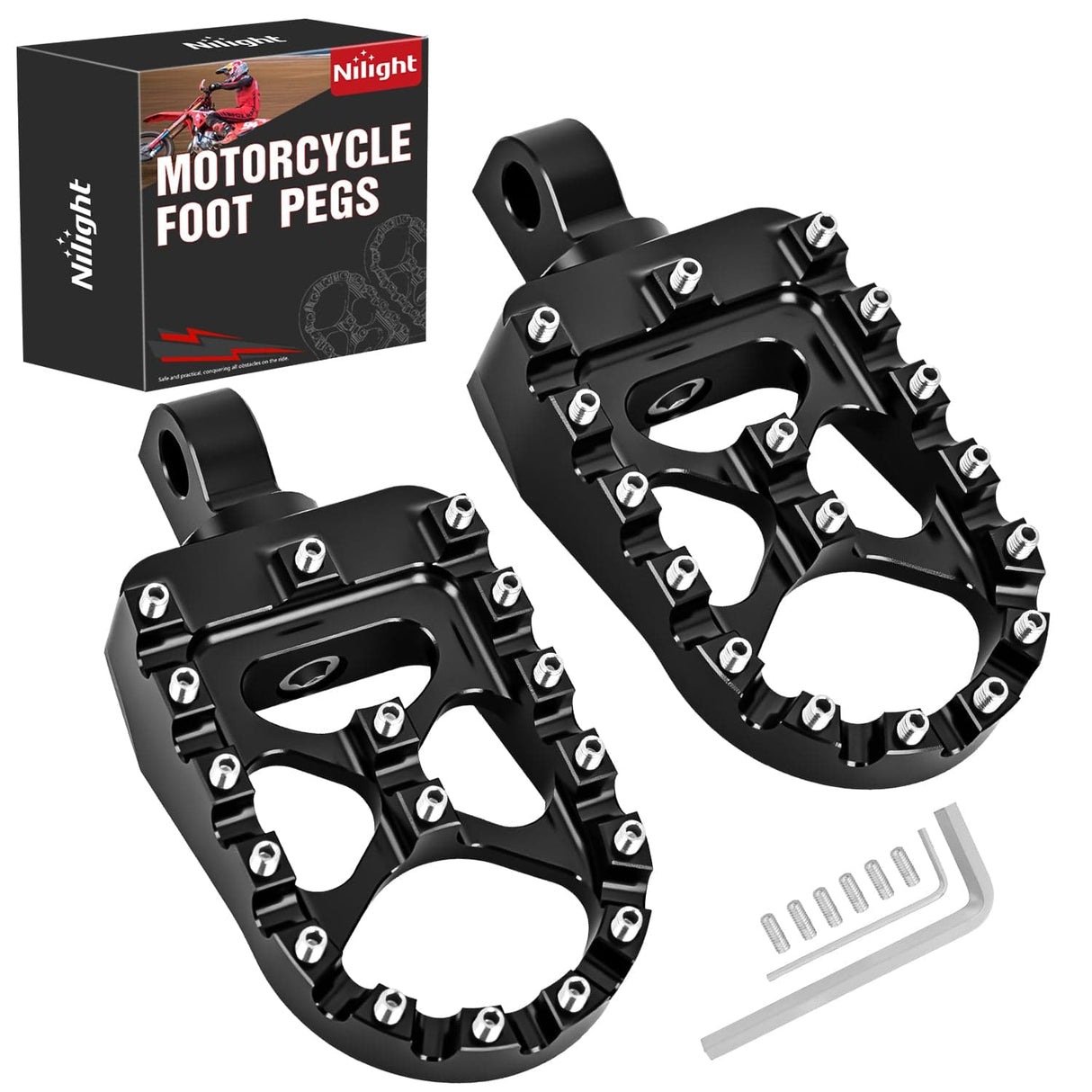 Motorcycle Foot Pegs Motorcycle Foot Pegs Dirt Bike Footpegs Fit for Harley Dyna 1993-2017 Fatboy 1990-2017 Iron 883 2009-2017 Sportster 883 360° Rotating CNC Foot Pegs Heavy Duty Aluminum Alloy Peg Pedal, Black