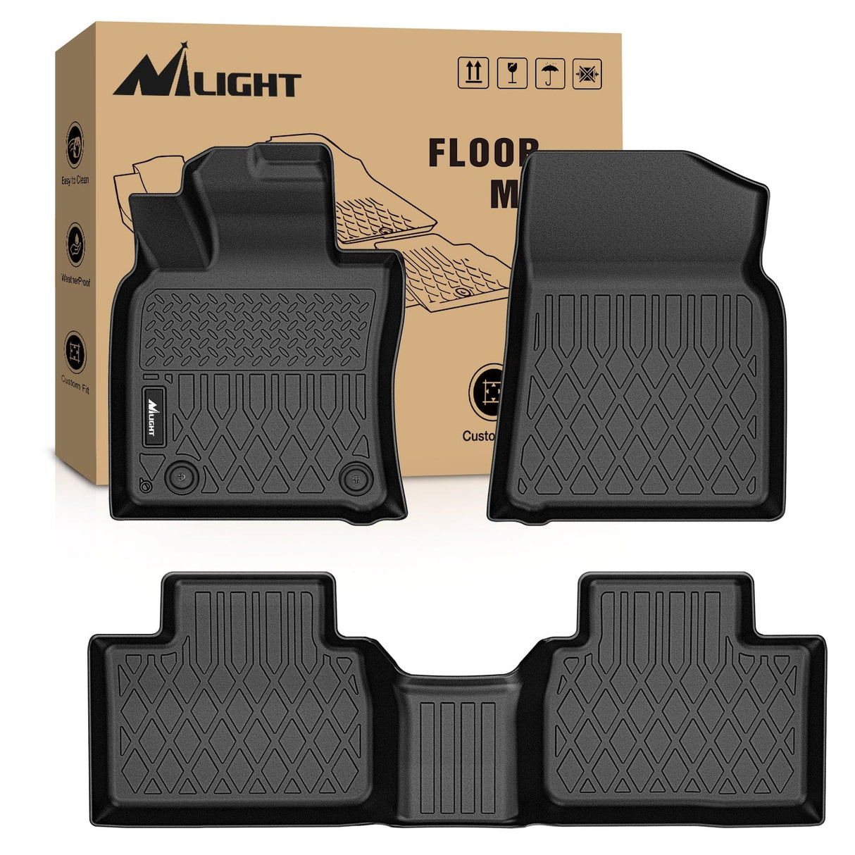 Floor Mat Floor Mats for Toyota Camry 2025 (Hybrid Only) All Weather Custom Fit Heavy Duty Floor Liners