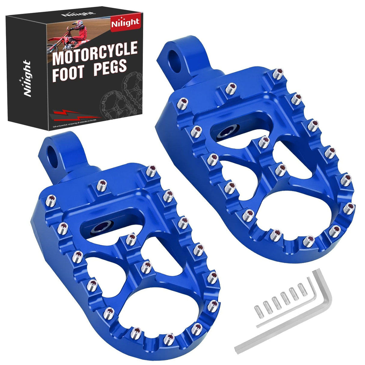 Motorcycle Foot Pegs Motorcycle Foot Pegs Dirt Bike Footpegs Fit for Harley Dyna 1993-2017 Fatboy 1990-2017 Iron 883 2009-2017 Sportster 883 360° Rotating CNC Foot Pegs Heavy Duty Aluminum Alloy Peg Pedal, Blue