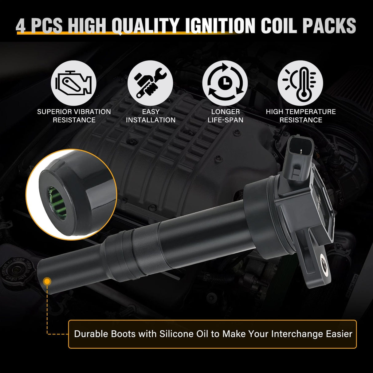 ignition coil pack 4pcs Ignition Coil Packs Fit UF651 for Hyundai KIA 2011 2012 2013 2014 2015 2016 2017 2018 2019 2020 Tucson Elantra Soul FORTE 1.8 2.0L OE# 5C1861 C1804 1788511 273002E000