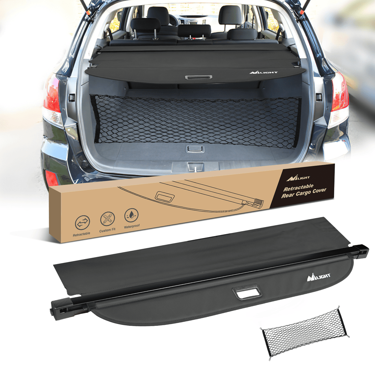 Trunk Cargo Cover 2015 2016 2017 2018 2019 2020 2021 2022 2023 Ford Edge Retractable Trunk Cargo Cover With Trunk Storage Net