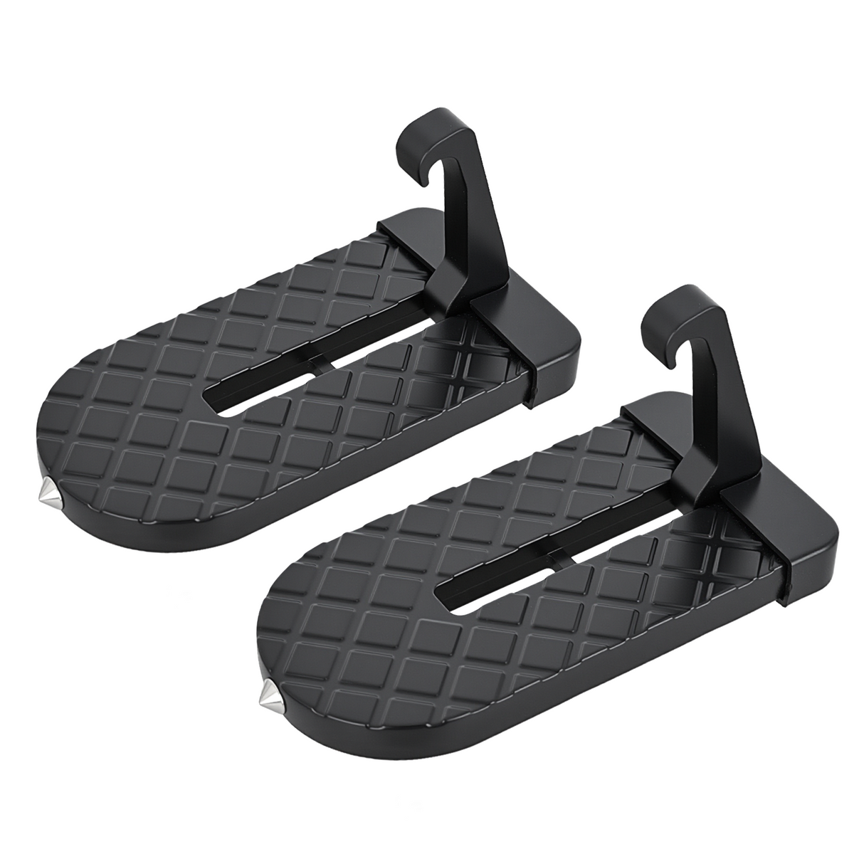 Nilight Car Door Step for Roof Access Universal Car Step Hook for Roof SUV Trucks Folding Aluminum Alloy Vehicle Door Latch Step Pedal With Glass Breaker Safety Hammer, Max Load 400lbs, 2 Pack Black