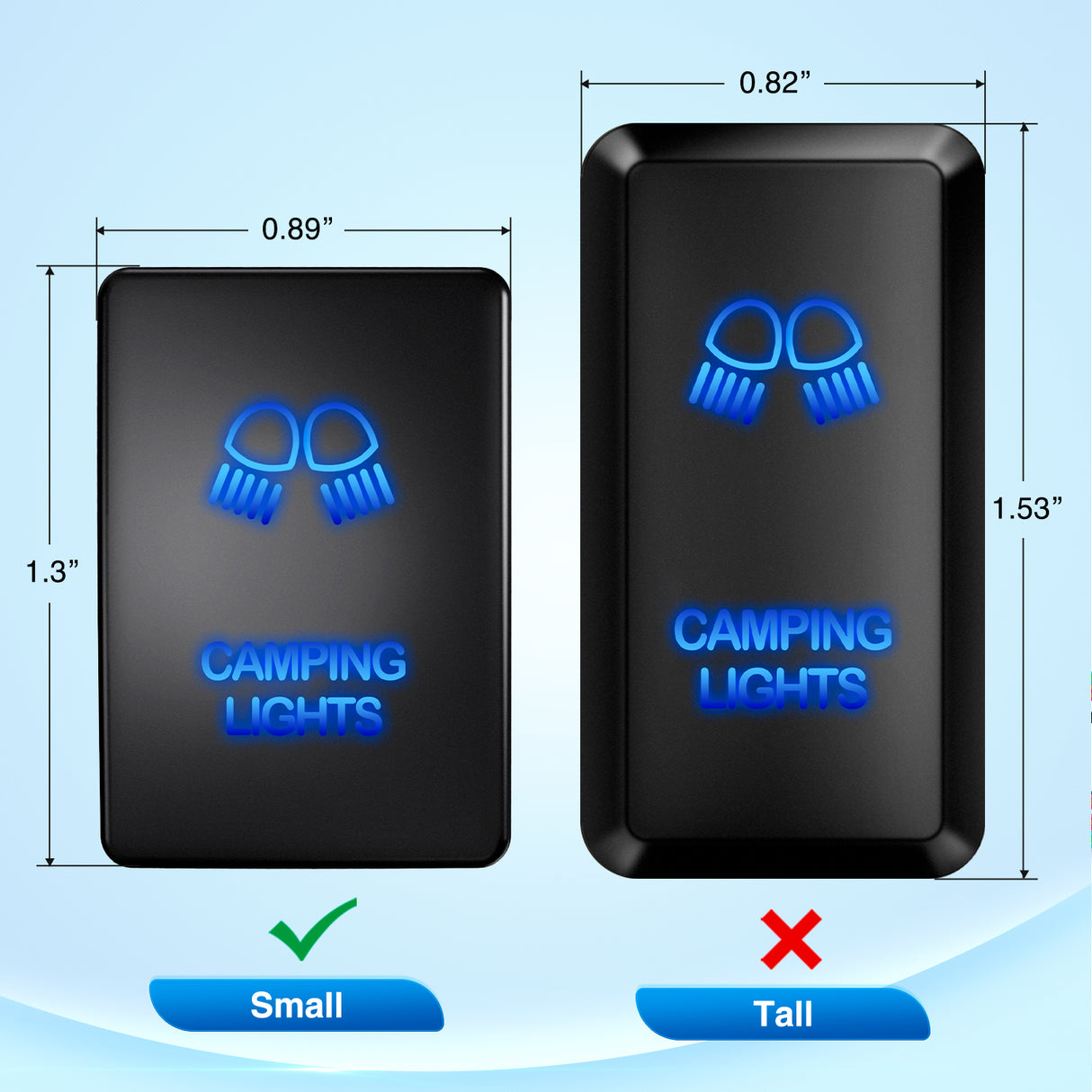Nilight Camping Lights Push Button Switch 12V ON Off Switches with Connector Wire Kit 1.28Inch x 0.87Inch Replacement for Toyota Sequoia Highlander Tacoma Tundra 4Runner RAVR Yaris