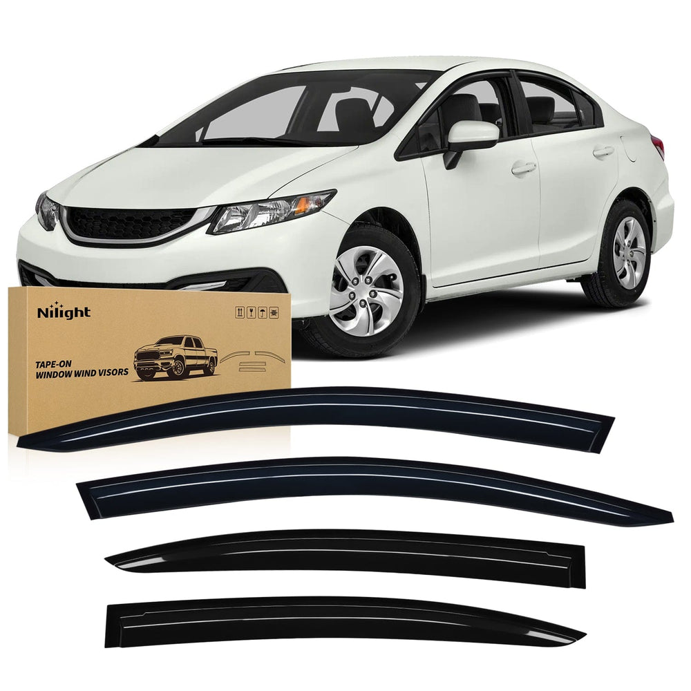 Rain Guards Window Rain Guards for Honda Civic 2012 2013 2014 2015, Window Wind Deflectors Vent Visors, Tape on-4PCS