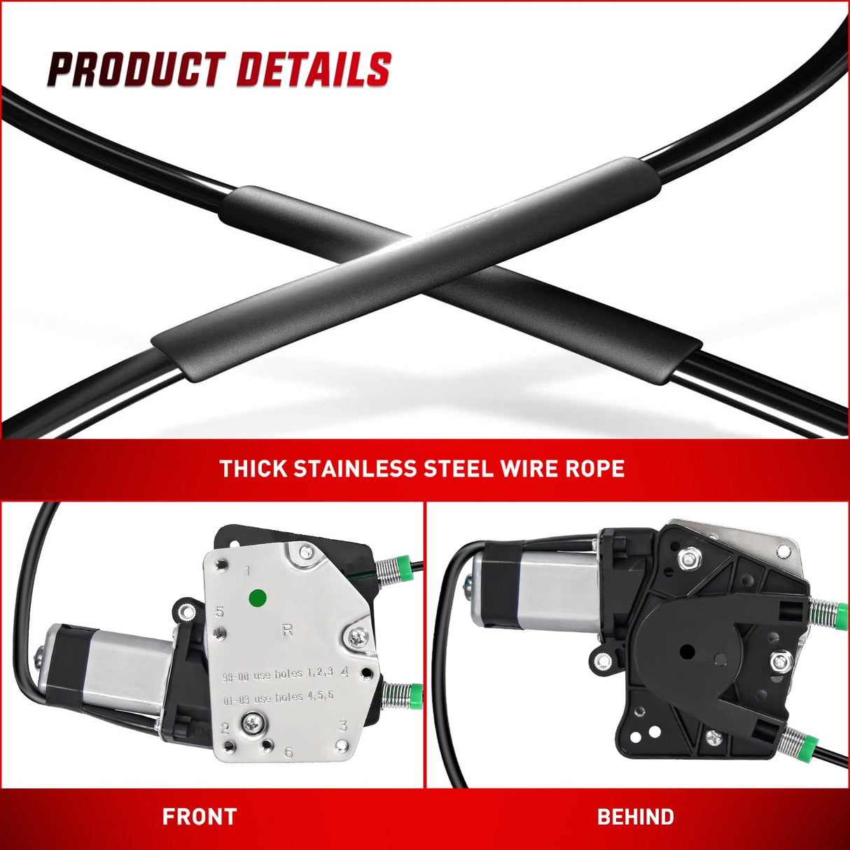 Window Regulator 741-648 Power Window Regulator and Motor Front Passenger Side Compatible with Dodge Dakota 2000 2001 2002 2003 2004,Dodge Durango 1998 1999 2000 2001 2002 2003,Front Left Side