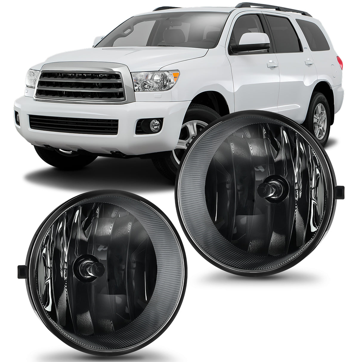 Nilight Fog Light Assembly Compatible with Toyota 2005 2006 2007 2008 2009 2010 2011 Tacoma 2007-2013 Tundra 2008-2017 Sequoia 2004-2006 Solara Smoke Lens w/H10 42W Bulbs