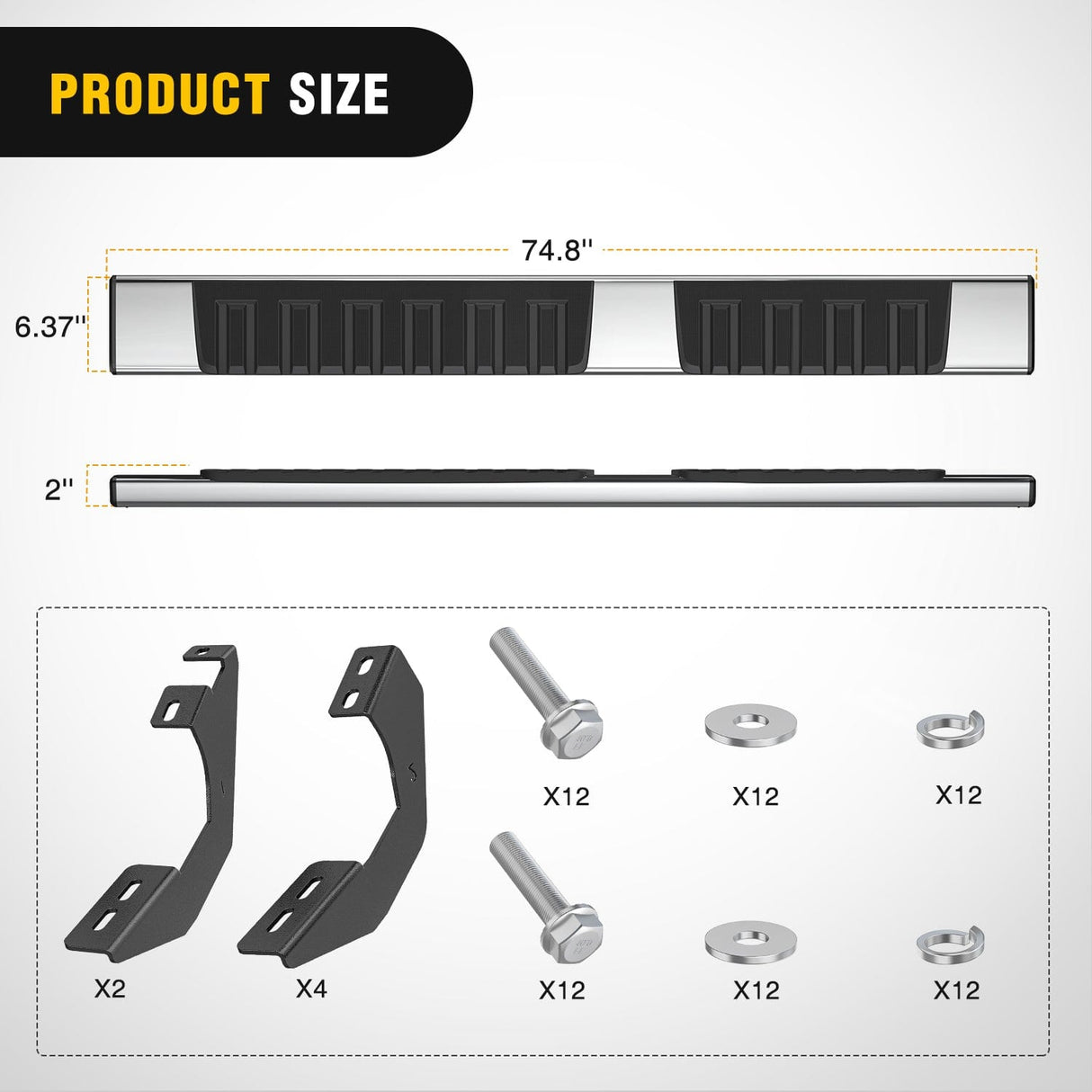 Running Board Running Boards for 2007 2008 2009 2010 2011 2012 2013 2014 2015 2016 2017 2018 2019 2020 2021 Toyota Tundra Double Cab 2 Full-Size Door & 2 Half-Size Door 6 Inch Side Step Nerf Bars Stainless Steel