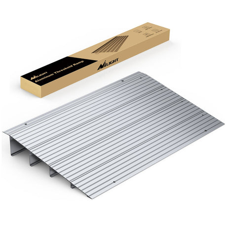 Curb Ramp Door Threshold Ramp 4inch Rise Portable Aluminum Wheelchair Door Transition Entry Ramps for Doorways Home Steps