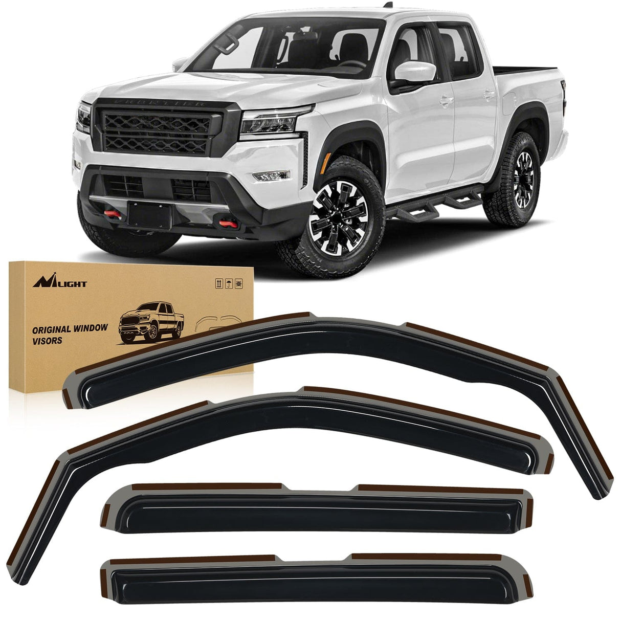 Rain Guards in-Channel Rain Guards for Frontier Crew Cab 2022 2023 2024 2025, Vent Window Visors, Original Window Deflectors-4PCS