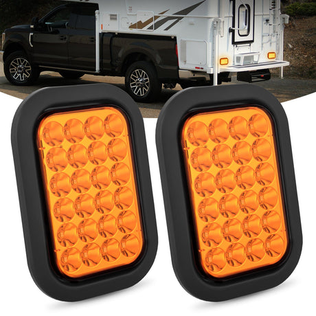 Tail Brake Turn Reverse Lights 2 Pcs 5 X 3 Inch 24 Led Amber Rectangular Trailer Tail Light