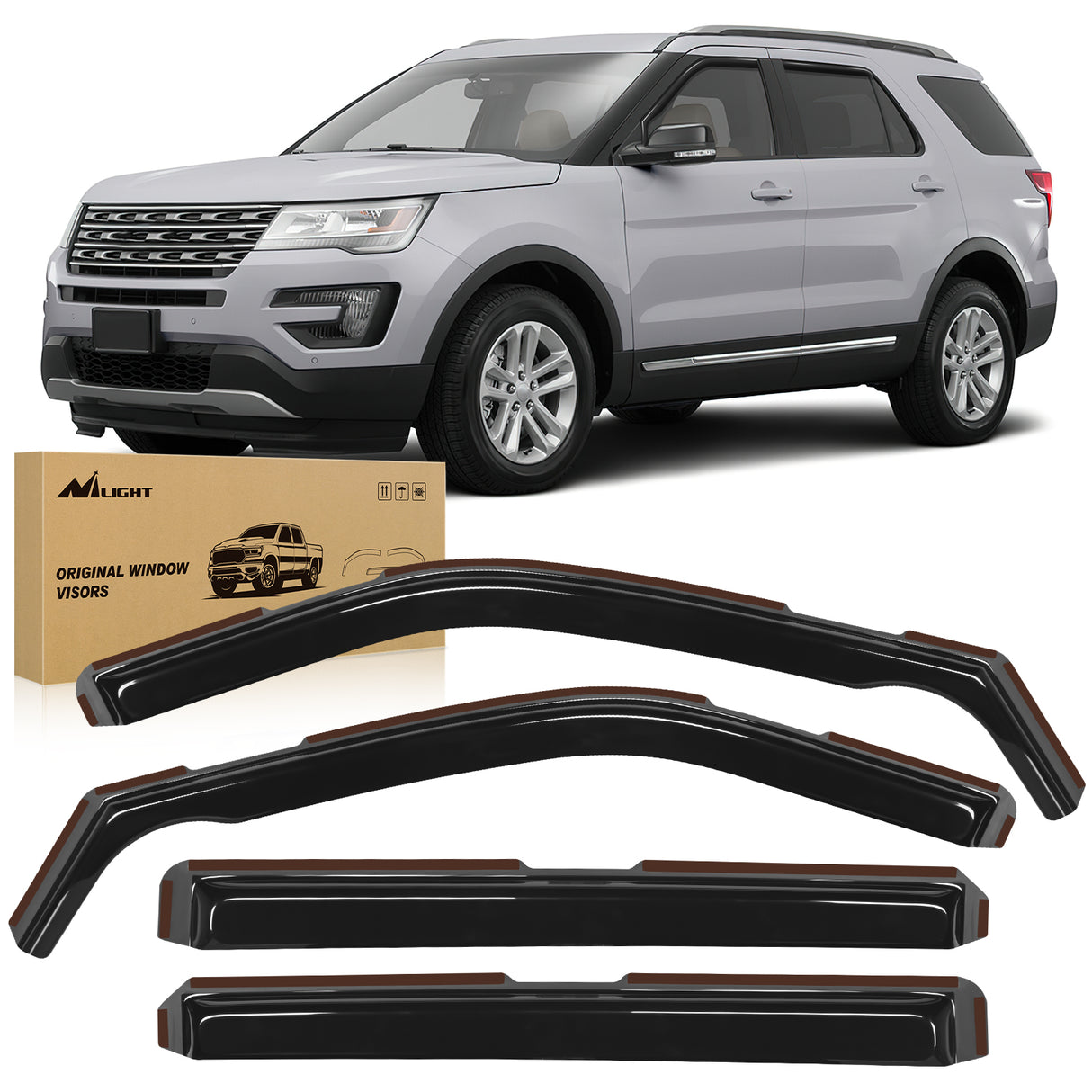 Rain Guards In Channel Window Deflectors for Ford Explorer 2011 2012 2013 2014 2015 2016 2017 2018 2019 Vent Window Visors,Rain Guards-4PCS