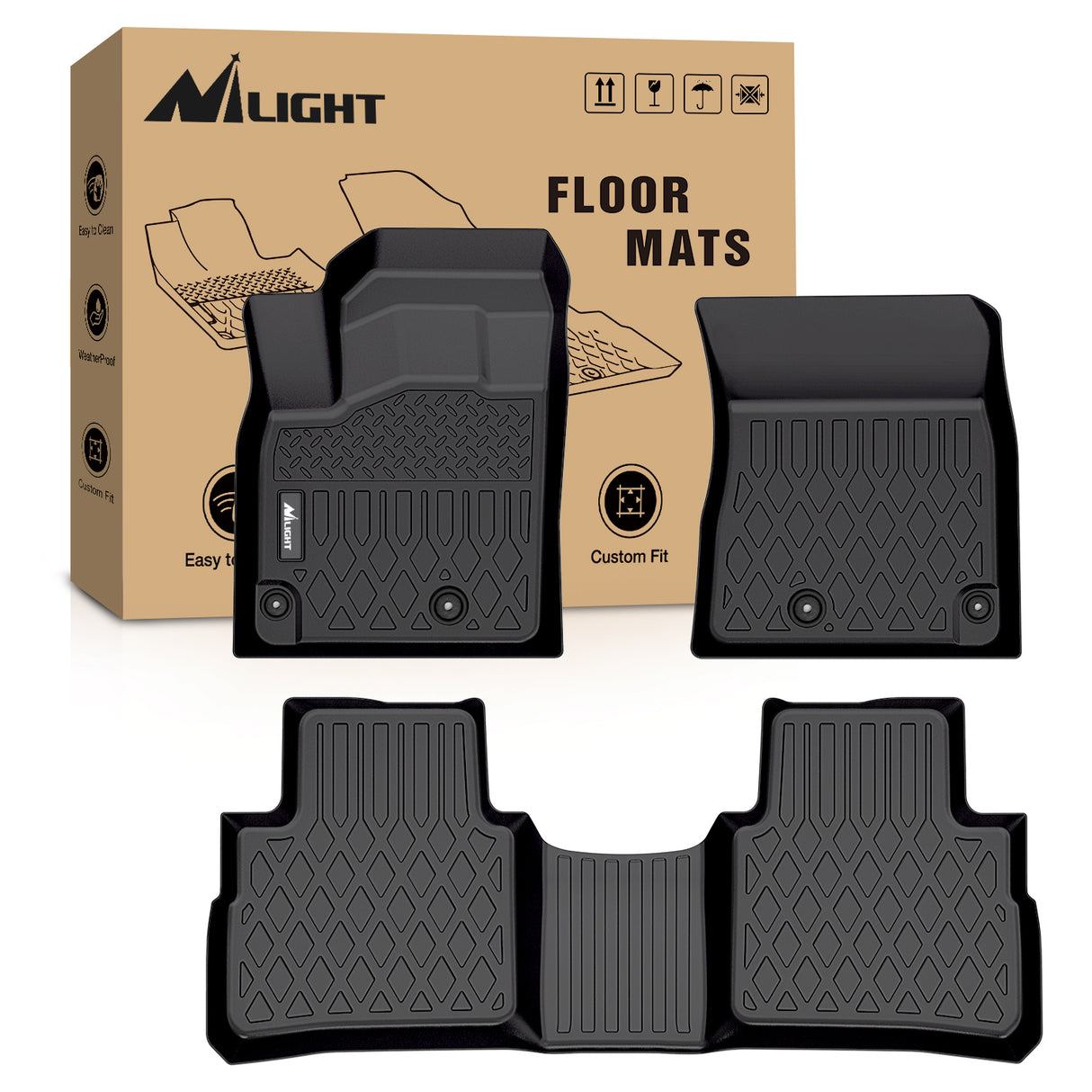 Nilight TPE Floor Mats for Nissan Rogue (Not for Rogue Sport) 2021 2022 2023 2024 2025 All Weather Custom Fit Heavy Duty Floor Liners