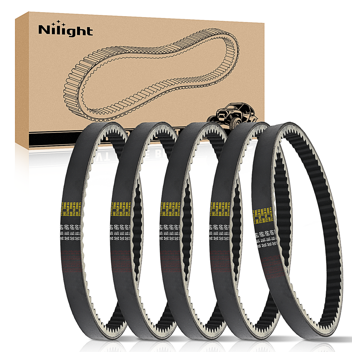 Nilight Drive Belt 669-18-30 Replacement for 4 Stroke GY6 49cc 50cc 139QMB Engine Premium CVT Drive Belts for Axis m200 Roketa Baja Tank Jmstar Taotao Jonway Vespa Scooter Moped ATV, 5 Pack #669 18 30