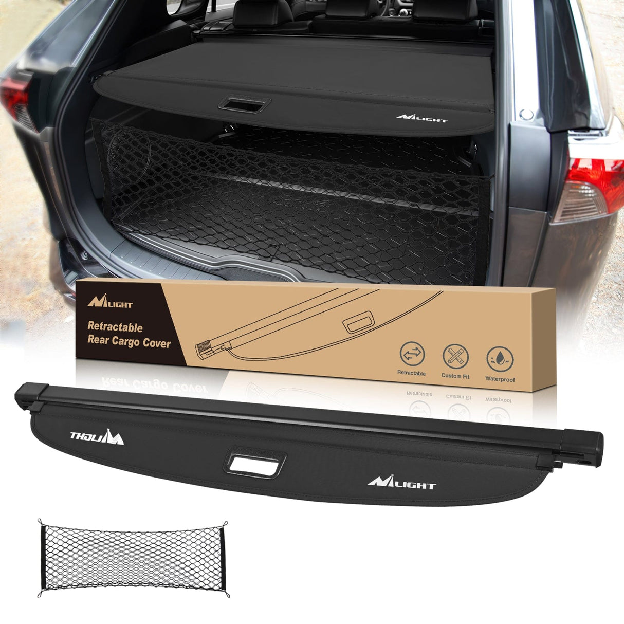 Trunk Cargo Cover 2019 2020 2021 2022 2023 2024 2025 Toyota RAV4 Accessories Retractable Trunk Cargo Cover With Trunk Storage Net