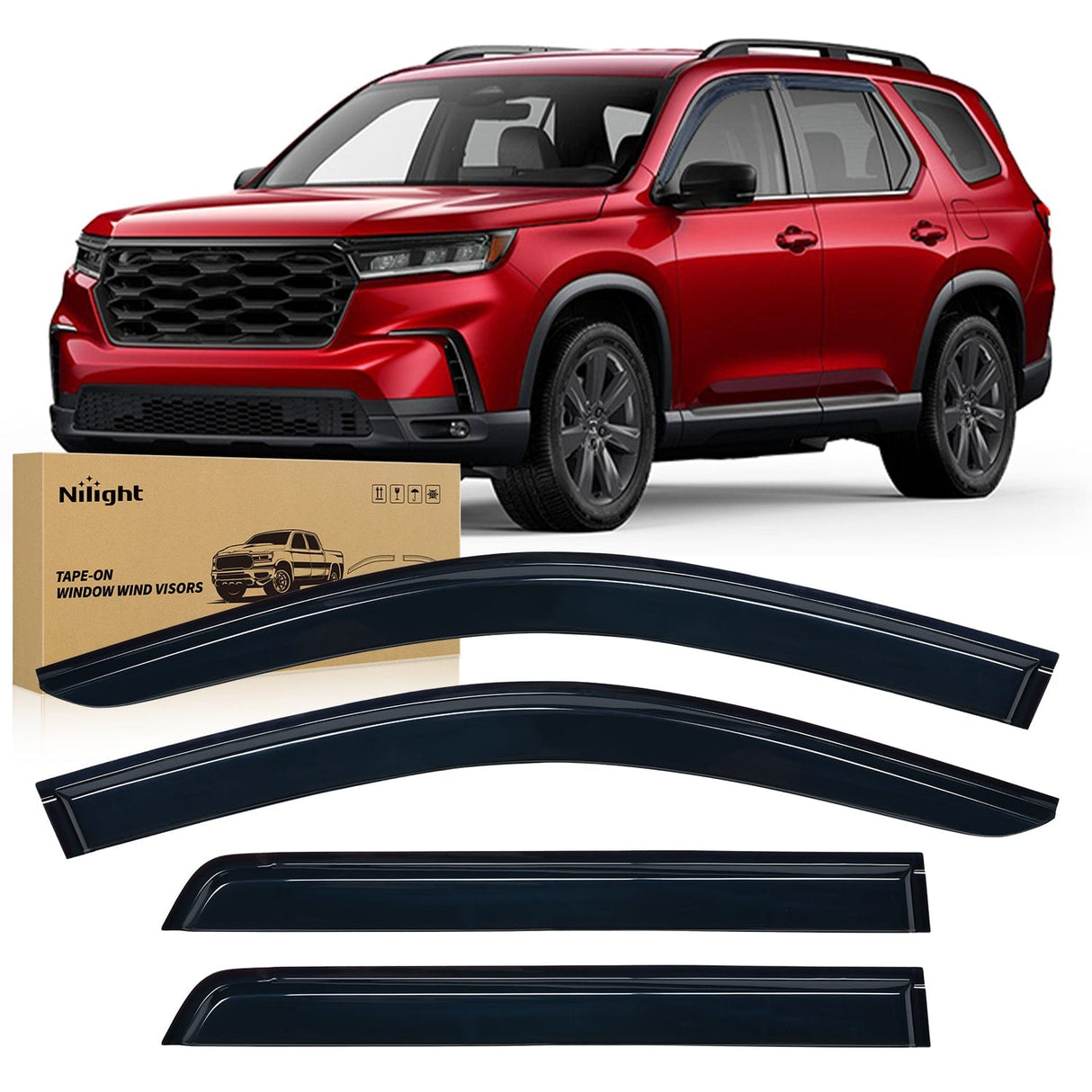 Rain Guards Window Visors for Honda Pilot 2023 2024, Out-Channel Window Wind Deflectors Rain Guards -4PCS