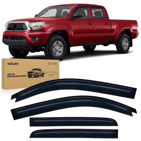 Rain Guards Rain Guards for Toyota Tacoma Double Cab 2005-2015 2010 2011 2012 2013 2014 2015, Out-Channel Window Visors Vent Wind Deflectors-4PCS