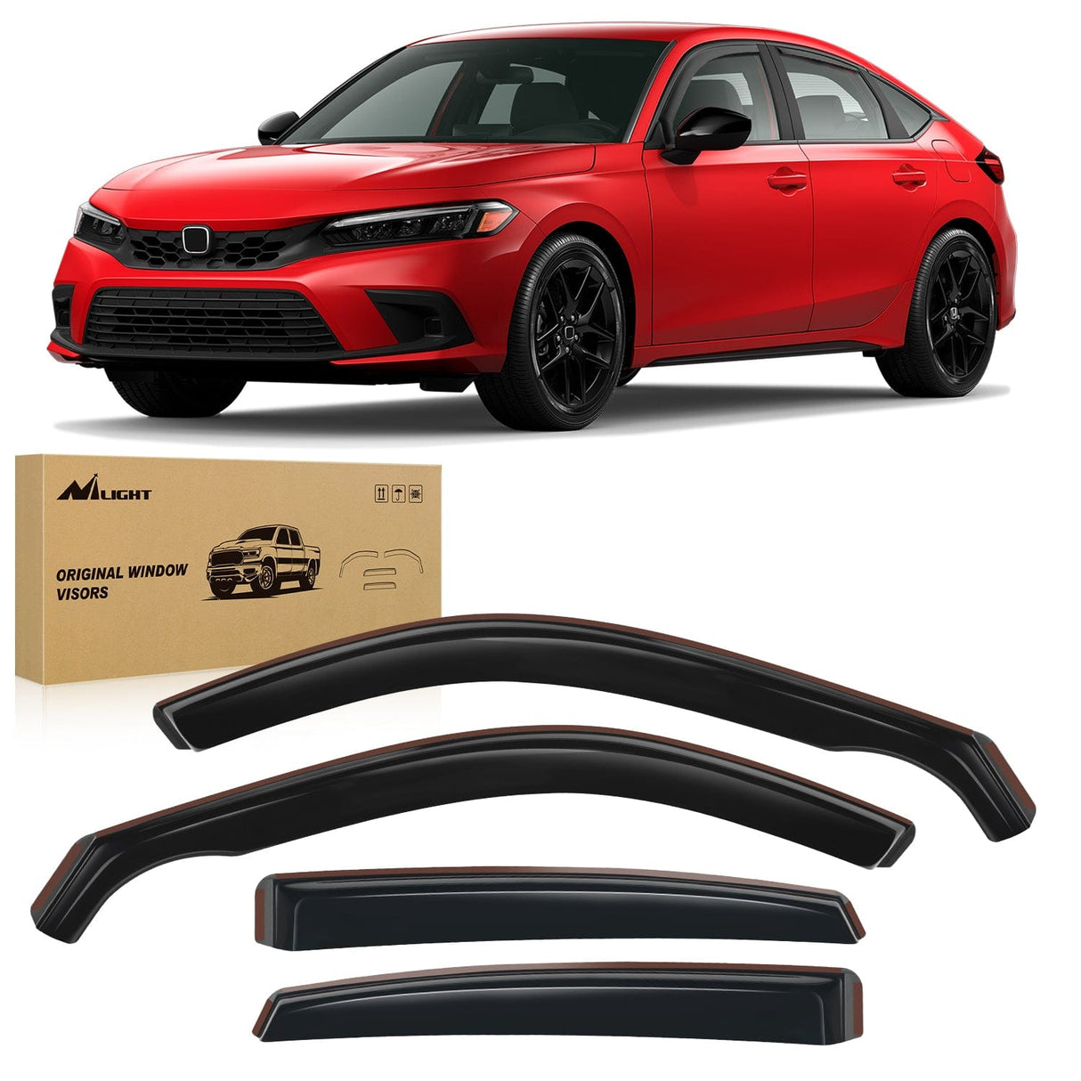 Rain Guards Rain Guards for Honda Civic Hatchback HB LX Sport Touring EX-L 2022 2023 2024 Window Deflectors, Vent Window Visors-4pcs