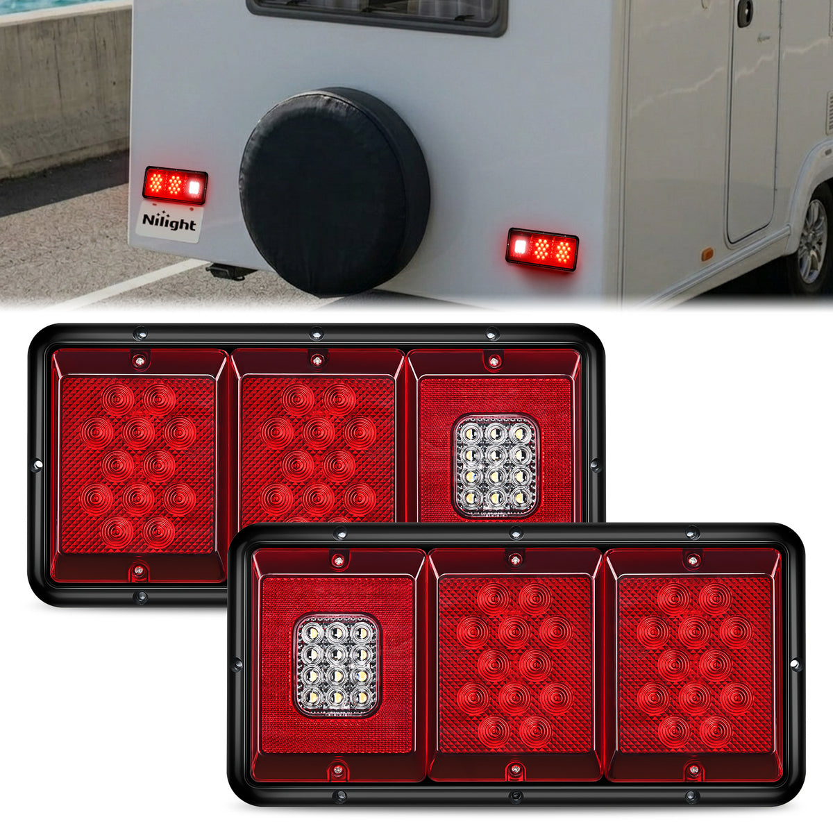 Rectangle Red LED Triple Tail Lights