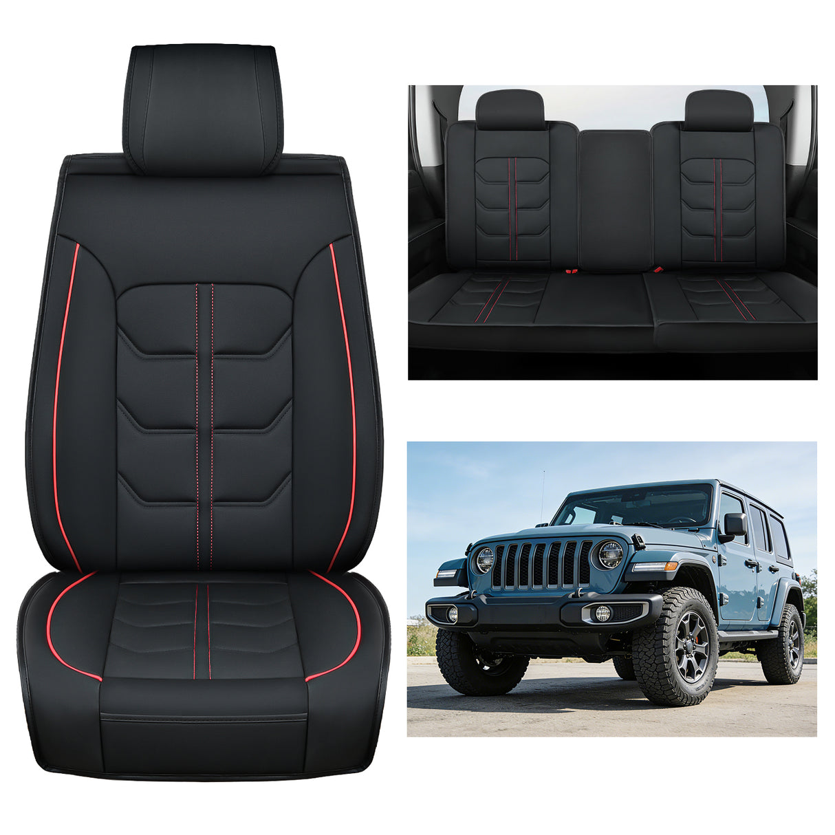 2007 2008 2009 2010 2011 2012 2013 2014 2015 2016 2017 2018 2019 2020 2021 2022 2023 2024 Jeep Wrangler JK JL 4Door Seat Covers